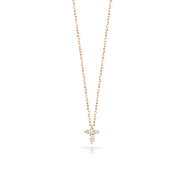 Tiny Treasures 18K Rose Gold Baby Diamond Cross Pendant - 1