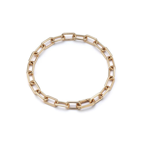 Saxon 18K Gold Chain Link Bracelet With Elongated Clasp - 1
