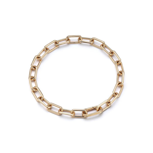 Saxon 18K Gold Chain Link Bracelet With Elongated Clasp - 1