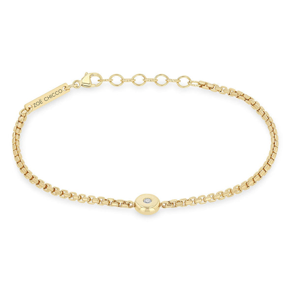 14k Diamond Nugget Box Chain Bracelet - 1