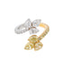 Yellow And White Gold Pear And Round Diamond Bypass Ring Fashion Ring - 2