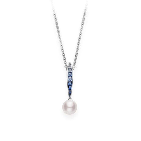 Akoya Cultured Pearl Mikimoto Ocean Pendant with Sapphire - 1