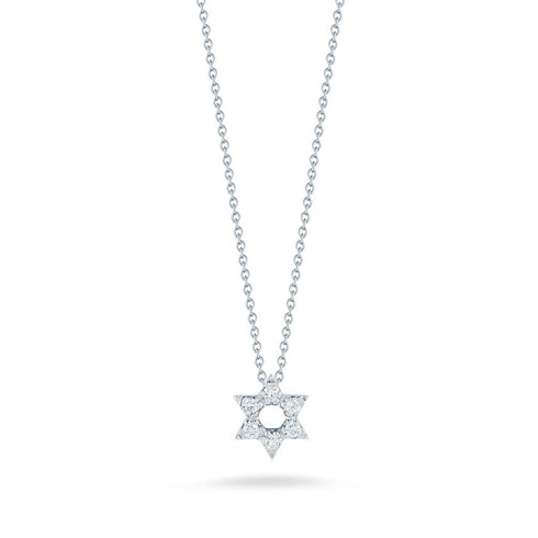 Tiny Treasures Diamond Star of David Necklace in 18K White Gold - 1