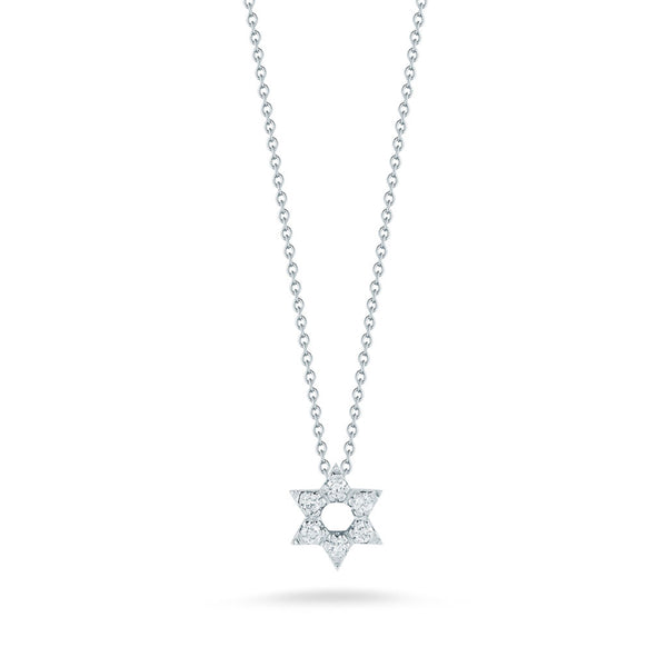 Tiny Treasures Diamond Star of David Necklace in 18K White Gold - 1