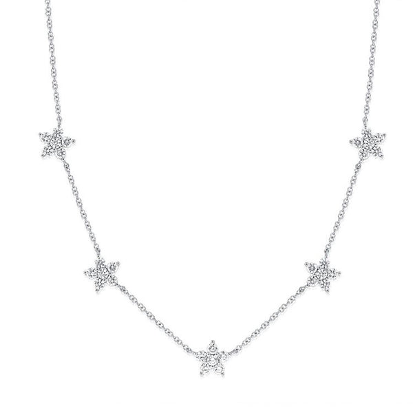 Diamond Flower Station Necklace - 1
