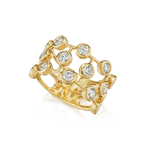 3 Row Bezel Set Diamond Ring - 1