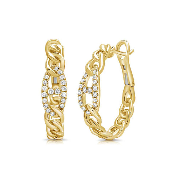Diamond Mariner Link Hoop Earrings - 1