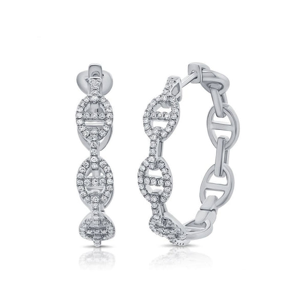 Diamond Mariner Link Hoop Earrings - 1
