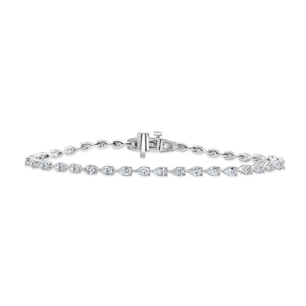 14K Gold & Pear-Shape Diamond Tennis Bracelet - 3.22ct - 1