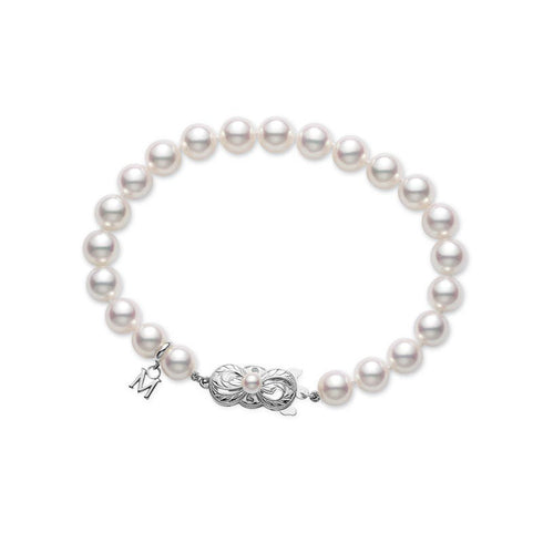 Akoya Cultured Pearl Bracelet in 18K White Gold - 1