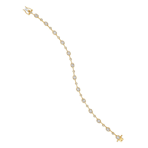 Yellow Gold Tennis With 2.18ctw Bezel Set Oval And Round Diamonds Bracelet - 3