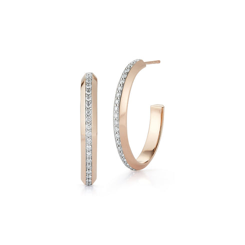 Grant 18K Diamond Knife Edge Hoop Earrings - 1