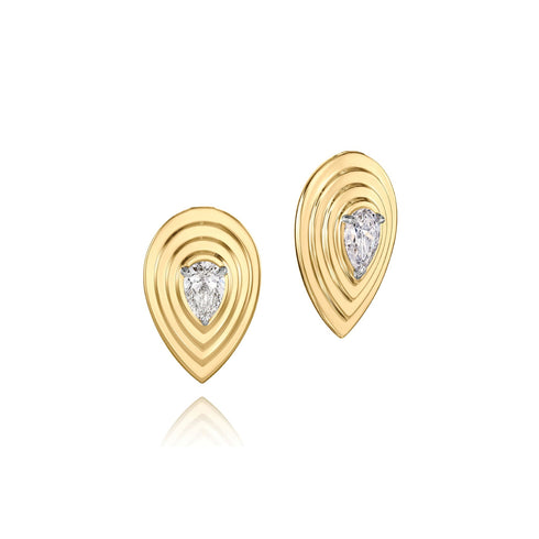 Pear Shape Diamond Layered Studs - 1