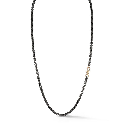 Garnett Sterling Silver Chain Link Necklace With 18K Rose Gold Clasp - 1