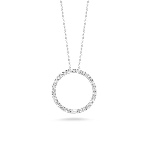 Tiny Treasures Medium Circle Necklace 18K White Gold with Diamonds - 1