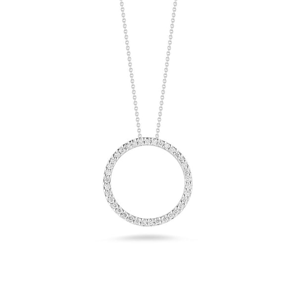Tiny Treasures Medium Circle Necklace 18K White Gold with Diamonds - 1