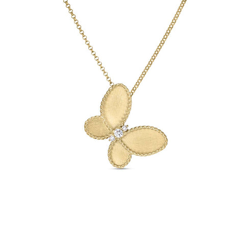 Jasmine Diamond and Satin Finish Butterfly Necklace - 1