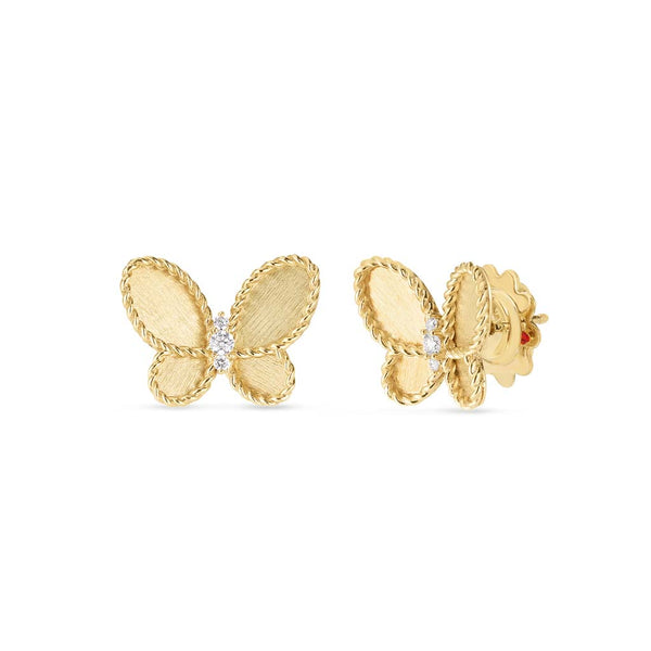 Jasmine Diamond and Satin Finish Butterfly Stud Earrings - 1