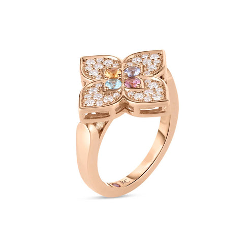 Venetian Princess Carnival Pave Diamond and Mixed Stones Large Flower Ring - 2