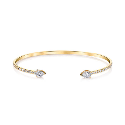 Double Pear Diamond Split Cuff 18k Yellow Gold - 1