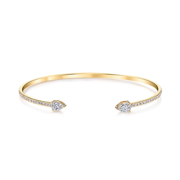 Double Pear Diamond Split Cuff 18k Yellow Gold - 1