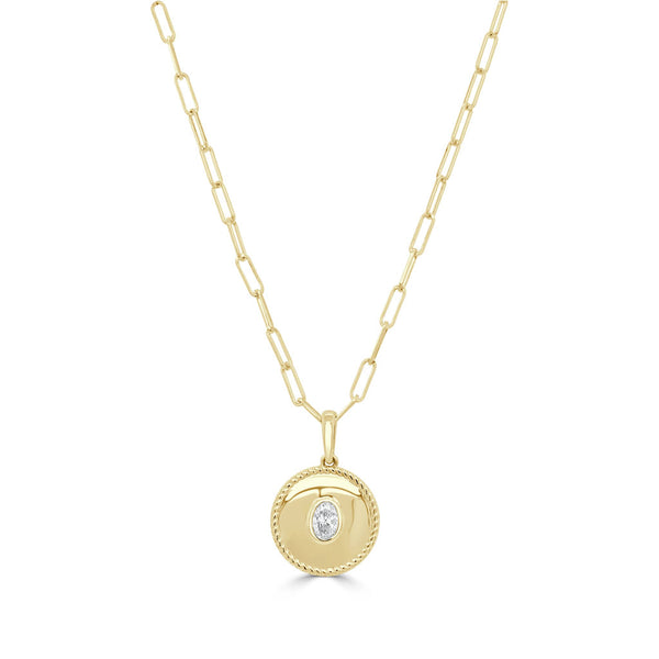 14K Gold & Oval-Cut Diamond Medallion Necklace - 0.27ct - 1