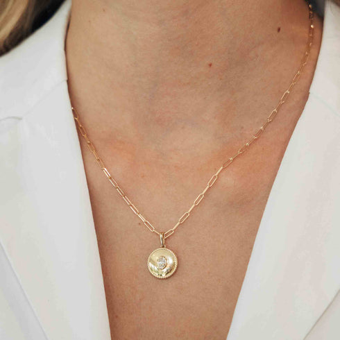 14K Gold & Oval-Cut Diamond Medallion Necklace - 0.27ct - 2