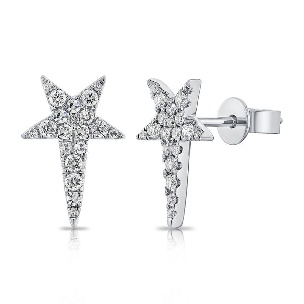 14K Gold & Diamond Star Stud Earrings - 0.30ct - 1