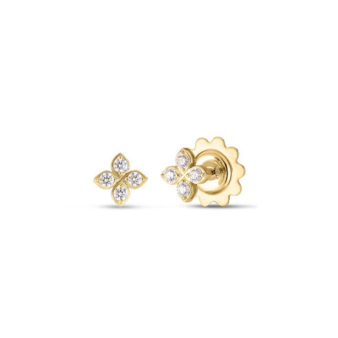 Love in Verona Small Pave Diamond Flower Stud Earrings - 1