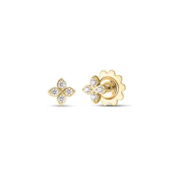 Love in Verona Small Pave Diamond Flower Stud Earrings - 1