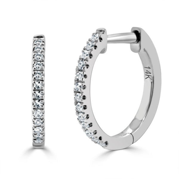 14k Gold & Diamond Huggie Earrings- 0.09 ct. - 1