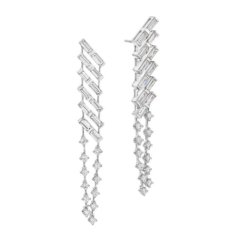 Baguette Diamond Dangle Earrings - 1