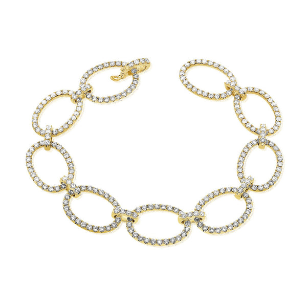 14k Gold & Diamond Oval Link Bracelet - 5.23ct - 2