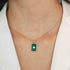 14K Gold Emerald Cut Diamond Medallion in Malachite - 0.37ct - 2