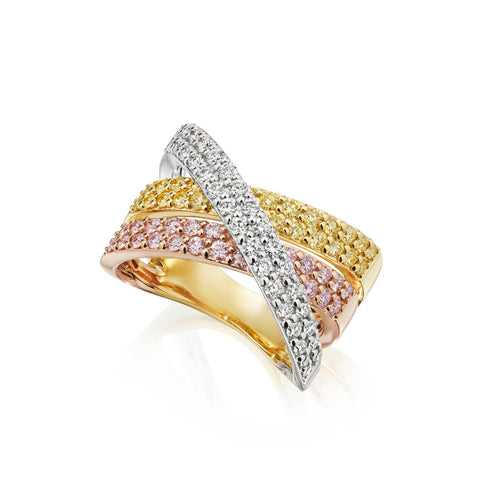 3 Gold Crossover Diamond Ring - 2