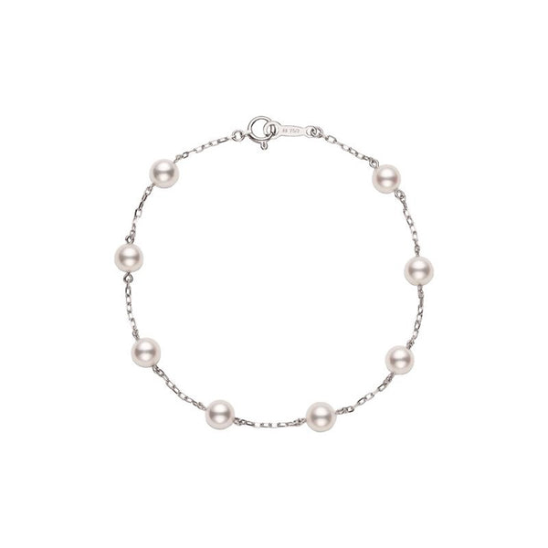 Akoya Cultured Pearl Station Chain Bracelet - 1