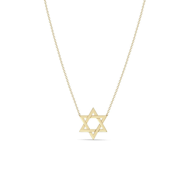14k Gold Medium Star of David Necklace - 2