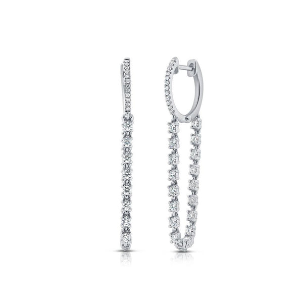 Diamond Huggie With Chain Earrings - 1