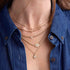 14k 7 Dangling Prong Diamond Tube Bar Chain Necklace - 3