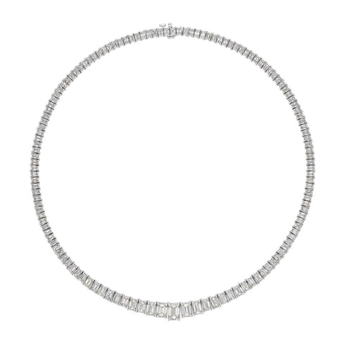 Emerald Cut Riviera Diamond Necklace - 2