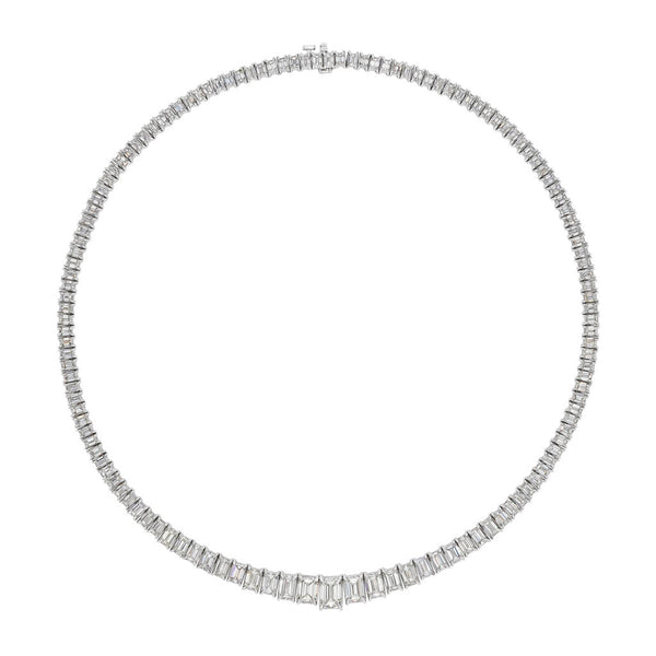 Emerald Cut Riviera Diamond Necklace - 2