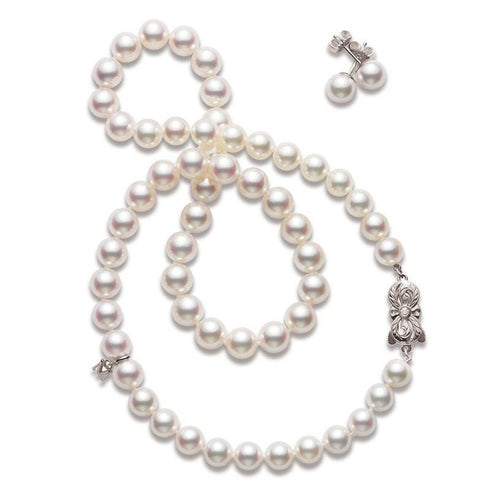 Akoya Cultured Pearl 18 Inch Two-Piece Set in 18K White Gold - 1