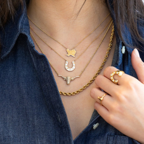 Horseshoe Diamond Pendant Necklace Medium - 2