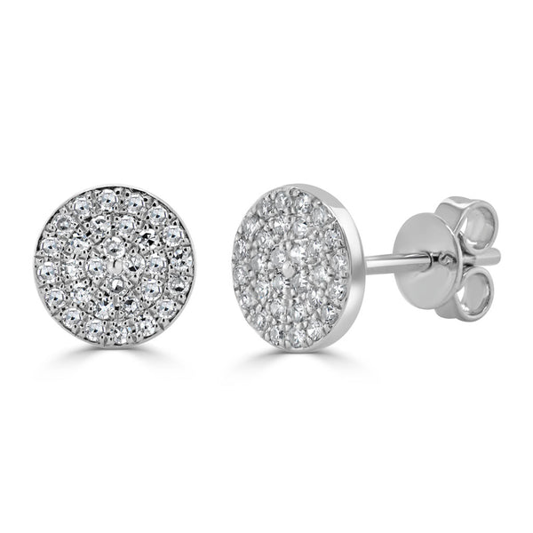14k Gold & Diamond Disc Stud Earrings - 0.17ct - 1