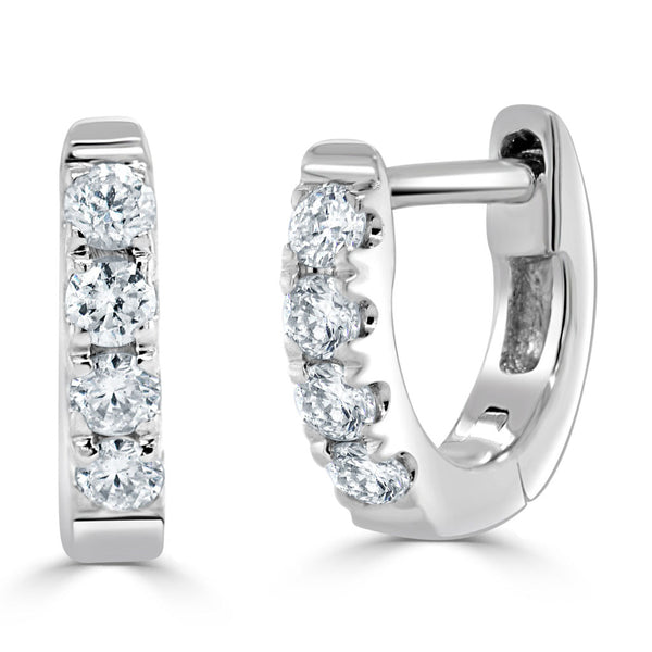 14k Gold & Diamond Tiny Huggie Earrings - 0.12ct - 1