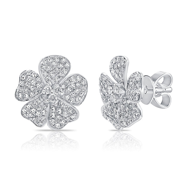 14k Gold & Diamond Flower Stud Earrings - 0.57ct - 1
