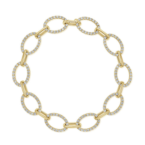 14K Gold & Diamond Oval Link Bracelet - 2.46ct - 2