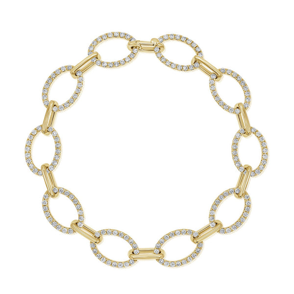 14K Gold & Diamond Oval Link Bracelet - 2.46ct - 2
