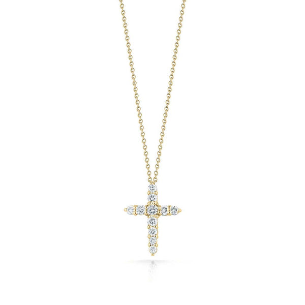 Tiny Treasures Diamond Tapered Cross Necklace in 18K Yellow Gold - 1