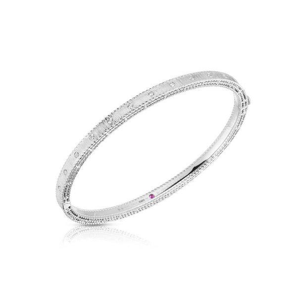 Princess White Gold and Diamond Bangle Bracelet - 1
